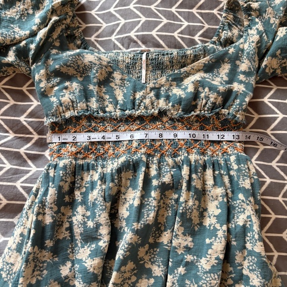 Free people Ellie Floral Print Gauze Dress in Soft Seafoam Womens Sz Small - Picture 13 of 16